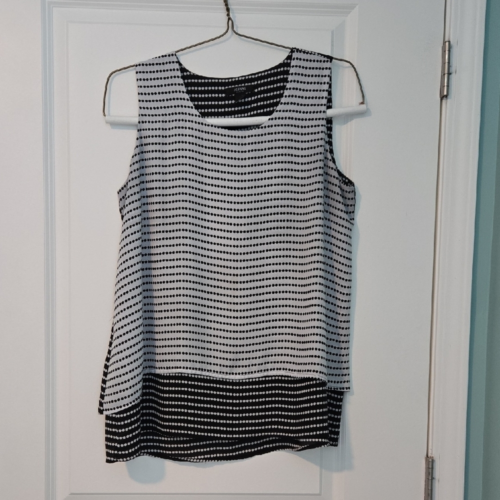 Alfani Black & White Polka Dot Sleeveless Blouse